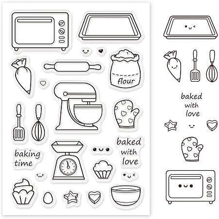 GLOBLELAND Kitchen Supplies Silicone Clear Stamps Transparent Stamps for Birthday Easter Valentine's Day Cards Making DIY Scrapbooking Photo Album Decoration Paper Craft