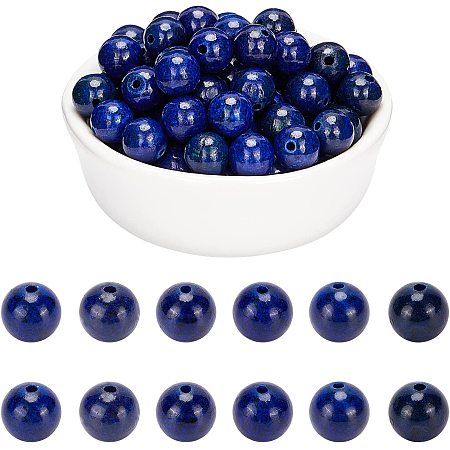 Arricraft About 92 Pcs Natural Stone Beads 8mm, Natural Lapis Lazuli Round Beads, Gemstone Loose Beads for Bracelet Necklace Jewelry Making ( Hole: 1mm )