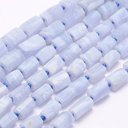Honeyhandy Natural Blue Lace Agate Beads Strands, Grade A, Column, 8~12x7~9x4~8mm, Hole: 1.5mm, about 35pcs/strand, 16.5 inch(42cm)