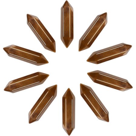 SUNNYCLUE 1 Box 10Pcs Tiger Eye Point Crystal Hexagonal Quartz Healing Chakra Faceted Gemstone Pointed Bullet Stones Wands Carved for Jewelry Making DIY Necklace Riki Balancing Meditation