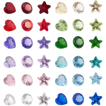 PandaHall Elite 288Pcs Crystal Heart Diamond Round Birthstones Charms for Floating Bracelets Living Memory Lockets DIY Pendant Necklace Jewelry Accessories Craft Projects