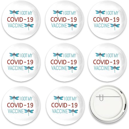 GLOBLELAND 9 Pcs Vaccine Button Pins I Got Vaccinated Dragonfly Pattern for Men's/Women's Brooches or Doctors, Nurses, Hospitals, 2-1/4 Inch