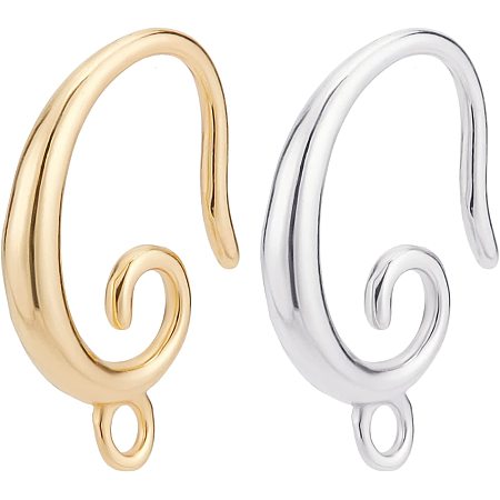 BENECREAT 40 Pcs 2 Colors 18K Gold Plated Golden Brass Earring Hooks Silver Ear Wire with Loops for Earring Dangle Jewelry Findings