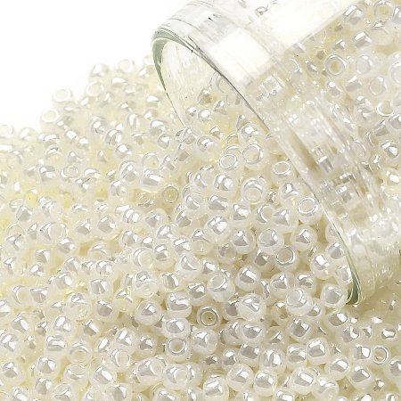 Honeyhandy TOHO Round Seed Beads, Japanese Seed Beads, (663) Cream Opal Luster, 11/0, 2.2mm, Hole: 0.8mm, about 5555pcs/50g