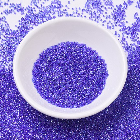 MIYUKI Delica Beads, Cylinder, Japanese Seed Beads, 11/0, (DB0063) Cobalt Lined Sapphire AB, , 1.3x1.6mm, Hole: 0.8mm; about 2000pcs/10g