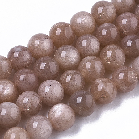 Arricraft Natural Sunstone Beads Strands, Grade A+, Round, 10mm, Hole: 0.9mm~1mm, about 19~20pcs/Strand, 7.28 inches~7.67 inches(18.5cm~19.5cm)