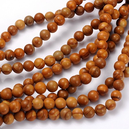 ARRICRAFT Gemstone Beads Strands, Wood Lace Stone, Round, 6mm, Hole: 0.8mm, 15~16 inches
