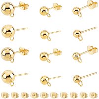 UNICRAFTALE 30pcs 3 Sizes Gold Ball Stud Earring Stud Earring Findings with Loop and Ear Nut Stainless Steel Earring Component for DIY Jewellery Making