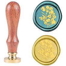 CRASPIRE Wax Seal Stamp Eucalyptus 25mm Vintage Sealing Stamp with Wooden Handle & Brass Head for Wedding Invitations Cards Envelopes Wine Packages Gift Wrapping