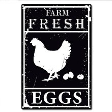 CREATCABIN Metal Vintage Tin Sign Fresh Eggs Wall Decor Decoration for Farm Home Wall Art Kitchen Bar Pub Room Garage Vintage Retro Poster Plaque 12 x 8inch