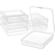 BENECREAT 10 Packs Clear PP Bead Containers 11.6x8.9x2.6cm/4.56x3.5x1.02" Rectangle Plastic Box with Hinged Lids for Safety Pins, Card and Other Small Items