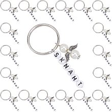 CHGCRAFT 30Sets Angel Favor Keychains with Thanks Tag Angel Pearl Keyring Baptism and Christening Guest Favors for The First Communion Baptism Party Favors