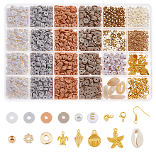 DICOSMETIC DIY Jewelry Making Kit, Including Polymer Clay & CCB Plastic & Acrylic Beads, Iron Earring Hooks, Alloy Pendants, Iron Bead Tips Knot Covers, Brass Jump Rings, Mixed Color, 4~23x4~20x1~13mm, Hole: 1.2~2mm