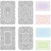 GLOBLELAND 4pcs Metal Rectangular Lace Background Frame Cutting Dies Stencils for DIY Scrapbooking Album Decorative Wedding Invitation Card Making