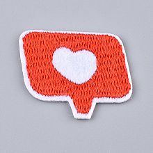 Honeyhandy Computerized Embroidery Cloth Iron on/Sew on Patches, Costume Accessories, Dialog Box with Heart, Red, 27x35x1.5mm