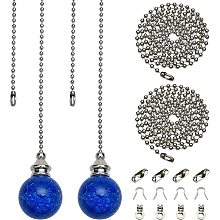 NBEADS 2 Pcs Light Pull Chain Extension, Ceiling Fan Pull Chain with Round Natural Quartz Crystal Fan Pendant with Iron Beaded Ball Chains Bone Buckle Connector for Lighting Fans