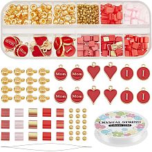 NBEADS about 470 Pcs Tila Beads Kit, Mother's Day Bracelet Making Kits Including Seed Beads Heart Alloy Enamel Charms for Mother's Day Valentine's Day Jewelry Design Necklace Bracelet Earring Making