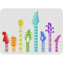 FINGERINSPIRE Guitar Neck Stencil 11.7x8.3inch Reusable Various Guitar Neck Pattern Drawing Stencil Guitar Painting Template Music Stencil for Painting on Wall, Wood, Furniture, Fabric and Paper