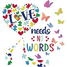 SUPERDANT Love Theme Decals Love Needs No Words Quote Butterfly Wall Decal Loving Heart Wall Stickers Decor Vinyl Wall Decor Stickers DIY Wall Art Wall Decals Sticker Decor