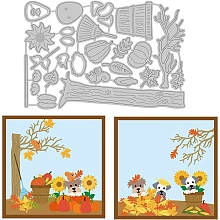 GLOBLELAND Autumn Animal Die Cuts Dogs and Pumpkins Embossing Template Leaves and Sunflower Carbon Steel Die Set for Halloween Card Scrapbooking Card DIY Craft