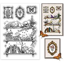 PandaHall Elite Magic Book Clear Stamps, Mystery Learning Transparent Silicone Stamp Study Theme Seal Postcard Stamp for Scrapbooking Journal DIY Card Making Craft Photo DIY Album Decoration Gift Tags