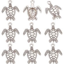 BENECREAT 20Pcs Thai Sterling Silver Plated Sea Turtle Pendants, Tibetan Style Alloy Pendants for DIY Jewelry Earring Bracelet, Wedding Decor, Hole: 2.5mm