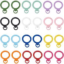 PandaHall Elite 24pcs Colorful Swivel Clasps, 12 Colors 1.1 Inch Keychain Ring Buckles Alloy Round Spring Snap Hooks Clip O Rings Buckles Clips Trigger for Keychain Lanyard Bag Pendant DIY Crafts Making