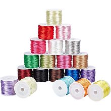 Pandahall Elite 20 Color Nylon Cord, 2mm Satin Rattail Silk Cord, Satin Nylon Cord Chinese Knotting Cord Macramé Cord Necklace Bracelet Beading Cord, 10 Yards Each 200 Yards Totally