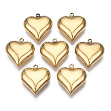 Honeyhandy 316 Surgical Stainless Steel Pendants, Heart, Real 14K Gold Plated, 17x16x6mm, Hole: 1.4mm