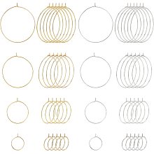 SUNNYCLUE 48Pcs 8 Style Stainless Steel Hoop Earring Findings 4 Size Wine Glass Charm Rings Open Earring Beading Hoop for DIY Crafts Earring Party Favor Pendant Making, Sliver & Golden