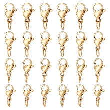 Unicraftale 40Pcs 4 Styles 304 Stainless Steel Lobster Claw Clasps, with Open Jump Ring, Golden, 9~12x5.5~7x3.5mm, Hole: 3mm, Open Jump Ring: 5x0.6mm, about 10pcs/style