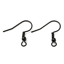 Honeyhandy 304 Stainless Steel Earring Wires, French Hooks with Coil and Ball, Black, 20 Gauge, 19.5x20mm, Hole: 2mm, Pin: 0.8mm