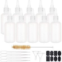 BENECREAT 12PCS 3.4oz Plastic Squeeze Bottles with Measurement, 4PCS 2ml Droppers, 2PCS Funnels, 1PC Brush and Sticker Labels for Icing, Painting, Cookie Decoration