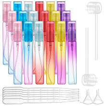 BENECREAT 8ml Rainbow Glass Spray Bottles, Refillable Bottles, for Perfume, Essential Oils, Liquids, Cleaning, with 3ML Disposable Plastic Dropper, Mini Transparent Plastic Funnel Hopper, Plastic Pump, Mixed Color, 9.95x1.4cm; Capacity: 8ml, 6 colors, 4pcs/color, 24pcs