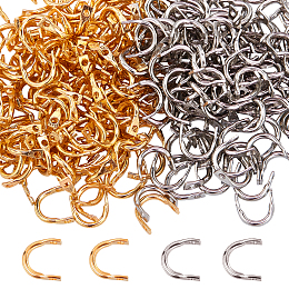 SUPERFINDINGS Brass Links, U Shaped, Platinum & Golden, 5.5x4x2mm, Hole: 1mm, 300pcs/box