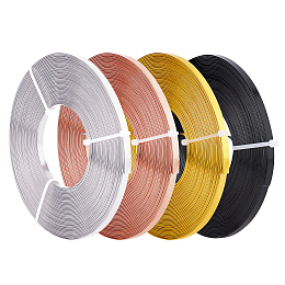 BENECREAT Flat Aluminum Wire, for Bezel, Sculpting, Armature, Jewelry Making, Mixed Color, 5mm; about 10m/roll, 4rolls