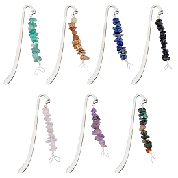 SUPERFINDINGS 7Pcs 7 Styles Beautiful Reading Bookmarks Natural Crystal Bookmark Beading Bookmarks with Gemstones Chip Beaded Bookmark Birthday Christmas Gifts for Friend Sister Daughters