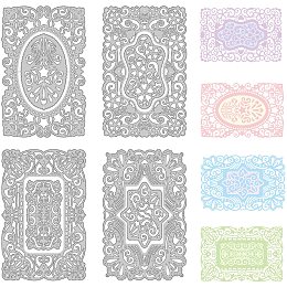 GLOBLELAND 4pcs Metal Rectangular Lace Background Frame Cutting Dies Stencils for DIY Scrapbooking Album Decorative Wedding Invitation Card Making