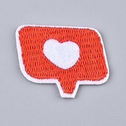 Honeyhandy Computerized Embroidery Cloth Iron on/Sew on Patches, Costume Accessories, Dialog Box with Heart, Red, 27x35x1.5mm