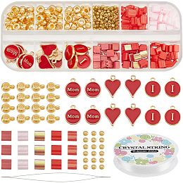 NBEADS about 470 Pcs Tila Beads Kit, Mother's Day Bracelet Making Kits Including Seed Beads Heart Alloy Enamel Charms for Mother's Day Valentine's Day Jewelry Design Necklace Bracelet Earring Making