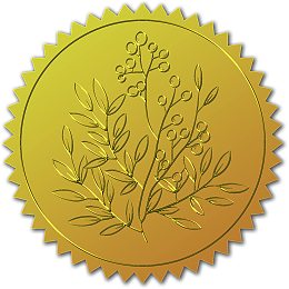 CRASPIRE 100pcs Gold Foil Certificate Seals Plant Embossed Gold Certificate Seals 2" Round Self Adhesive Embossed Stickers for Invitations Graduation Monogram Seals