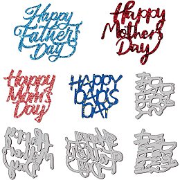 GLOBLELAND Happy Father’s Day Cutting Dies Happy Mother’s Day Carbon Steel Die Cuts for DIY Crafting Happy Dad’s Day Happy Mom’s Day Embossing Stencil Template for Card Making Scrapbooking