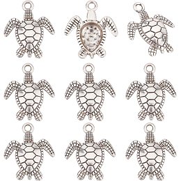 BENECREAT 20Pcs Thai Sterling Silver Plated Sea Turtle Pendants, Tibetan Style Alloy Pendants for DIY Jewelry Earring Bracelet, Wedding Decor, Hole: 2.5mm