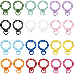 PandaHall Elite 24pcs Colorful Swivel Clasps, 12 Colors 1.1 Inch Keychain Ring Buckles Alloy Round Spring Snap Hooks Clip O Rings Buckles Clips Trigger for Keychain Lanyard Bag Pendant DIY Crafts Making