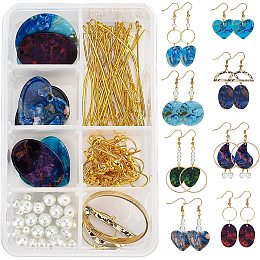 SUNNYCLUE 1 Box DIY Make 8 Pairs Heart Resin Dangle Earring Making Kits Flat Round Heart Charms Pendants Glass Pearl Beads with Jump Rings & Earring Hooks for Adults DIY Earring Jewellery Making