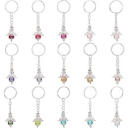 AHANDMAKER 30Pcs Angel Keychains, Angel Wing Pearl Beads Keychain Pendants Party Favor, Angel Fairy Key Ring Angel Charm Keychain for Jewelry Making Wedding Party Gift Backpack Bag Hanging Decor