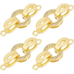 Beebeecraft 1 Box 6Pcs 18K Gold Plated Fold Over Clasps Cubic Zirconia Oval Shaped Extender Clasp Closure End Caps for Bracelet Necklace Jewelry