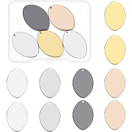 BENECREAT 30 Pack 26x18m/1x0.7" Oval Stamping Blank Tag Brass Name Plate with Storage Box for Necklace Bracelet Dog Tags Making, Mixed Color, 0.7mm thick