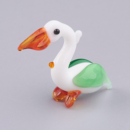 Honeyhandy Home Decorations, Handmade Lampwork Display Decorations, Bird, Colorful, 29~35x10~12x22~27mm