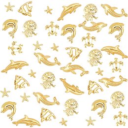 OLYCRAFT 120Pcs Ocean Themed Resin Fillers Alloy Resin Filling Crafts 8 Styles Nail Art Decoration Accessories for Jewelry Making - Golden